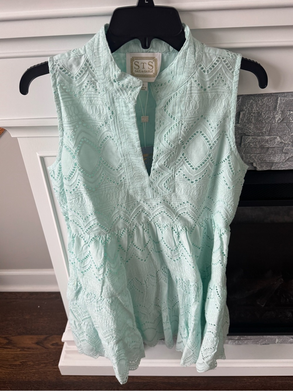 Sail to Sable dress Eyelet Sleeve Fit Flare Tunic Dress Soft Mint green NWT STS